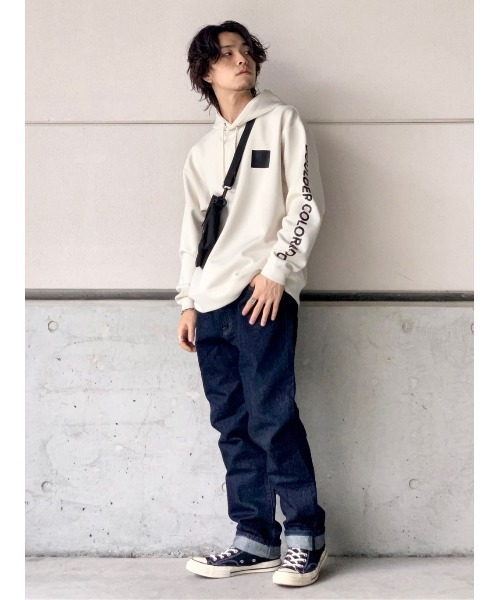 CAMP7（キャンプセブン）の「【CAMP7】スリーブロゴパーカー（パーカー・メンズ・ブラック/オフホワイト/オリーブ/サックスブルー/ケリーグリーン/パープル/フューシャピンク・S/M/L/XL）」の20枚目の写真