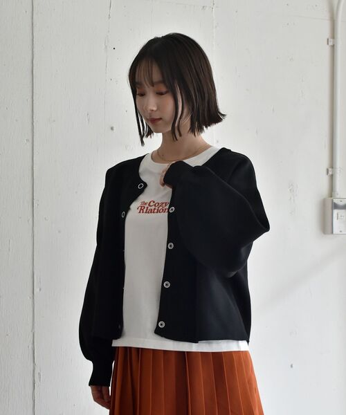 RETRO GIRL（レトロガール）の「カラーポリニットカーデ（カーディガン/ボレロ・レディース・イエロー/ブラック/パープル/オフホワイト/レッド/グリーン・FREE）」の19枚目の写真