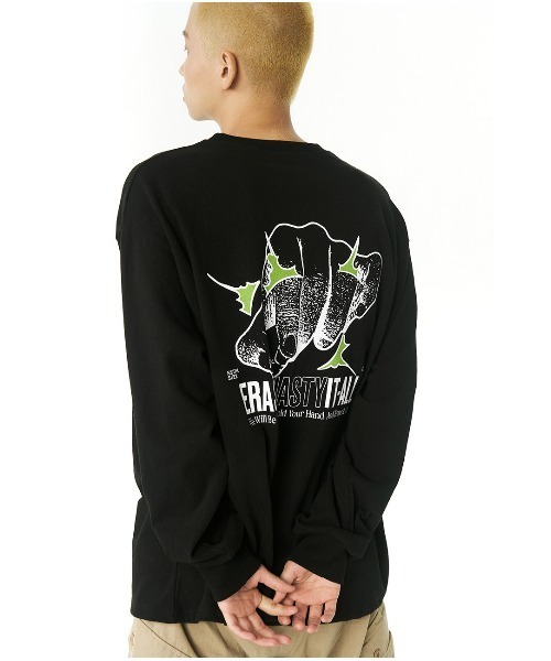 NASTY KICK（ナスティーキック）の「A'GEM/9 × .kom『NASTYKICK/NS+K/ナスティーキック』Bungy Longsleeve/バンジーロングスリーブ（Tシャツ/カットソー・メンズ・ホワイト/ブラック・M/L）」の4枚目の写真