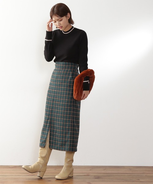 N.（N. Natural Beauty Basic）（エヌエヌナチュラルビューティーベーシック）の「◆カフスボタン総針ニット（ニット/セーター・レディース・オレンジ/ブラック/オフホワイト・MEDIUM）」の7枚目の写真