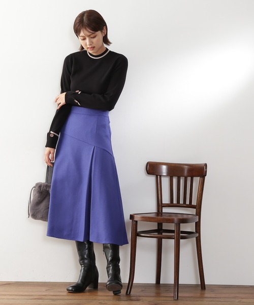 N.（N. Natural Beauty Basic）（エヌエヌナチュラルビューティーベーシック）の「◆カフスボタン総針ニット（ニット/セーター・レディース・オレンジ/ブラック/オフホワイト・MEDIUM）」の9枚目の写真