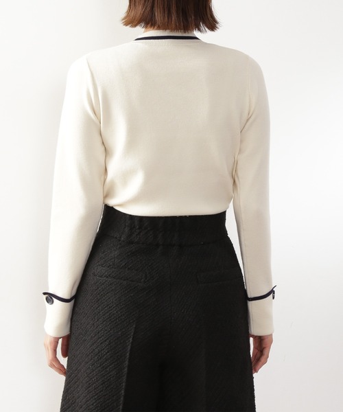 N.（N. Natural Beauty Basic）（エヌエヌナチュラルビューティーベーシック）の「◆カフスボタン総針ニット（ニット/セーター・レディース・オレンジ/ブラック/オフホワイト・MEDIUM）」の14枚目の写真