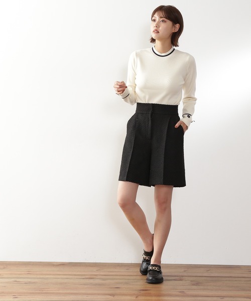 N.（N. Natural Beauty Basic）（エヌエヌナチュラルビューティーベーシック）の「◆カフスボタン総針ニット（ニット/セーター・レディース・オレンジ/ブラック/オフホワイト・MEDIUM）」の5枚目の写真