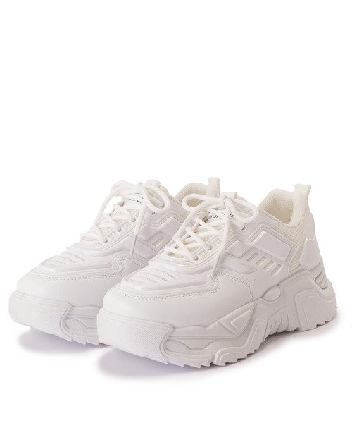 Lace Ladies（レースレディース）の「厚底ダッドスニーカー（スニーカー・レディース・ホワイト/アイボリー/ブラック/ベージュ・25/23.5/22.5/24/23/24.5）」の2枚目の写真