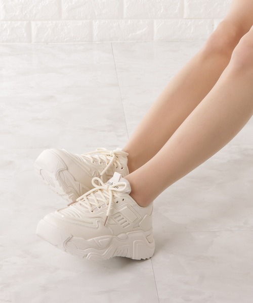 Lace Ladies（レースレディース）の「厚底ダッドスニーカー（スニーカー・レディース・ホワイト/アイボリー/ブラック/ベージュ・25/23.5/22.5/24/23/24.5）」の14枚目の写真