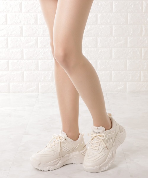 Lace Ladies（レースレディース）の「厚底ダッドスニーカー（スニーカー・レディース・ホワイト/アイボリー/ブラック/ベージュ・25/23.5/22.5/24/23/24.5）」の17枚目の写真