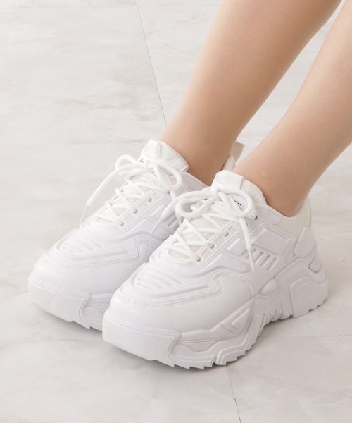 Lace Ladies（レースレディース）の「厚底ダッドスニーカー（スニーカー・レディース・ホワイト/アイボリー/ブラック/ベージュ・25/23.5/22.5/24/23/24.5）」の5枚目の写真