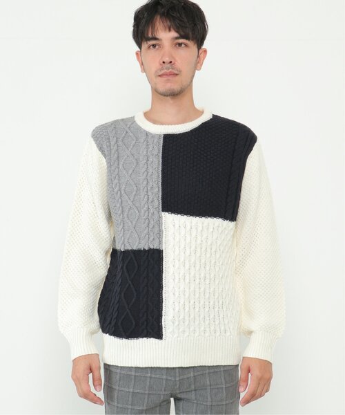ikka(イッカ)の「【洗濯機で洗える】ブロック切り替えニット(ニット/セーター・メンズ・ネイビー/オフホワイト/グレー・S/M/XL/L)」の20枚目の写真
