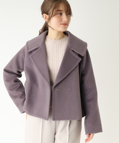 カシミヤブレンドビッグカラーショートコート