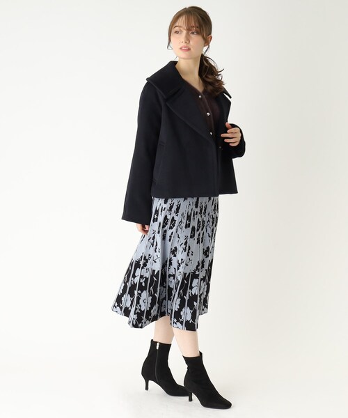 index(インデックス)の「◆カシミヤブレンド ビッグカラーショートコート(ピーコート・レディース・ネイビー/ナチュラル/ダークパープル・38/36/40)」の19枚目の写真