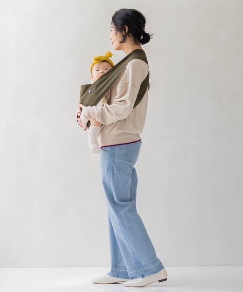 フェリシモMama(フェリシモママ)の「Moredde マタニティ・産後使える ウエストクロス仕様の伸びやかワイドデニムパンツ(マタニティウェア/グッズ・レディース・ライトブルー/ダークブルー・3/2/1)」の11枚目の写真