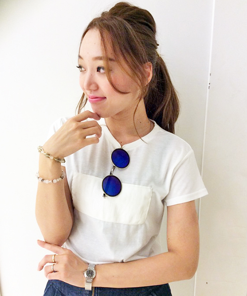 VENCEEXCHANGE(ヴァンスエクスチェンジ)の「ロゴ型押しアップリケT (Tシャツ/カットソー・レディース・ホワイト/グレー/イエロー/その他32・MEDIUM)」の2枚目の写真