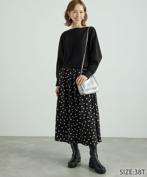 ROPE' PICNIC（ロペピクニック）の「【WEB限定】着丈が選べる/ドット柄ドッキングワンピース（ワンピース・レディース・ブラック系その他/ホワイト系その他・38/T38）」の9枚目の写真