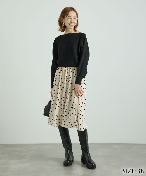 ROPE' PICNIC（ロペピクニック）の「【WEB限定】着丈が選べる/ドット柄ドッキングワンピース（ワンピース・レディース・ブラック系その他/ホワイト系その他・38/T38）」の12枚目の写真