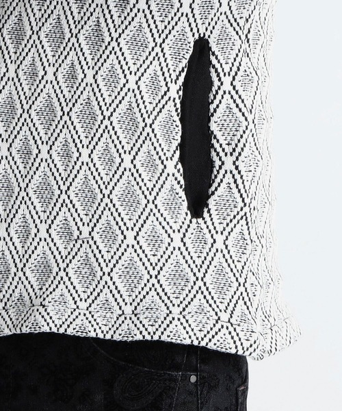 HIDEAWAYS NICOLE（ハイダウェイニコル）の「ニットスタンドジャケット（カーディガン/ボレロ・メンズ・ホワイト×ブラック/ブラック×ホワイト/ホワイト系その他/ブラック系その他・X-LARGE/MEDIUM/LARGE）」の13枚目の写真