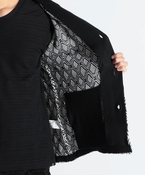 HIDEAWAYS NICOLE（ハイダウェイニコル）の「ニットスタンドジャケット（カーディガン/ボレロ・メンズ・ホワイト×ブラック/ブラック×ホワイト/ホワイト系その他/ブラック系その他・X-LARGE/MEDIUM/LARGE）」の11枚目の写真