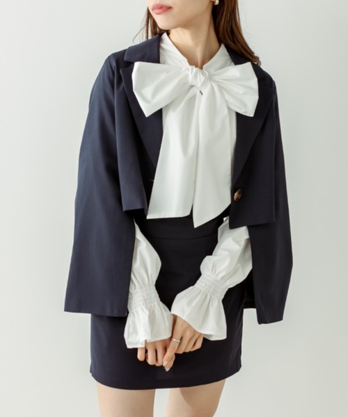 OLIVE des OLIVE(オリーブデオリーブ)の「【WEB限定カラー有】袖スリットテーラードジャケット(テーラードジャケット・レディース・ブラック/クリーム/ブラウン/ベージュ/ネイビー/ライトベージュ/サックスブルー・FREE)」の6枚目の写真