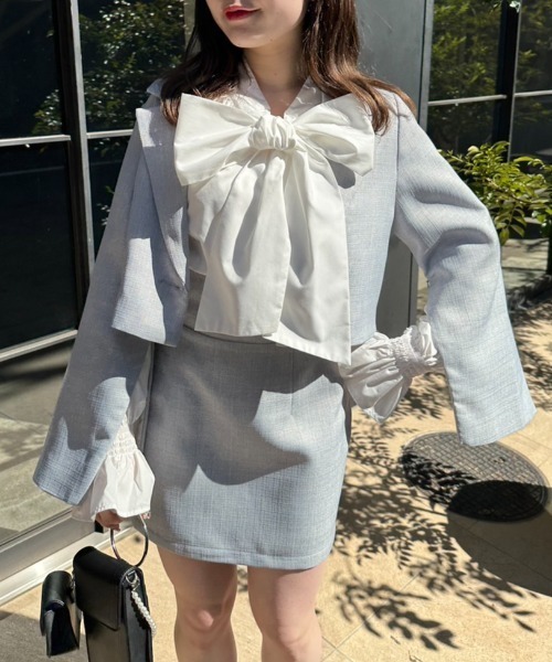 OLIVE des OLIVE(オリーブデオリーブ)の「【WEB限定カラー有】袖スリットテーラードジャケット(テーラードジャケット・レディース・ブラック/クリーム/ブラウン/ベージュ/ネイビー/ライトベージュ/サックスブルー・FREE)」の7枚目の写真