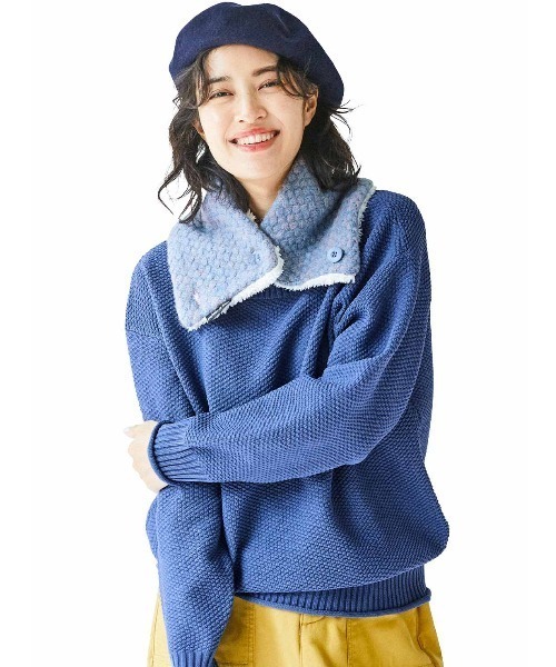 Live in comfort（リブインコンフォート）の「リブ　イン　コンフォート　華やかに首もとを包み込む　あったか裏ボアコンパクトスヌード（ネックウォーマー/スヌード・レディース・ブルー系その他/ターコイズブルー/アイボリー・ONE SIZE）」の6枚目の写真