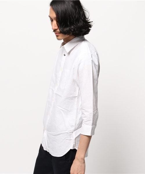 AZUL by moussy（アズールバイマウジー）の「コンチョ釦使い綿麻7分袖シャツ（シャツ/ブラウス・メンズ・ホワイト/ライトピンク/インディゴブルー/イエロー・X-LARGE/LARGE/SMALL/X-SMALL/MEDIUM）」の10枚目の写真