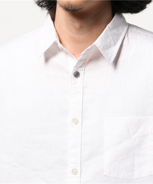 AZUL by moussy（アズールバイマウジー）の「コンチョ釦使い綿麻7分袖シャツ（シャツ/ブラウス・メンズ・ホワイト/ライトピンク/インディゴブルー/イエロー・X-LARGE/LARGE/SMALL/X-SMALL/MEDIUM）」の12枚目の写真