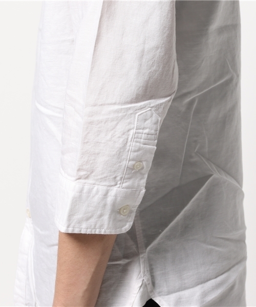 AZUL by moussy（アズールバイマウジー）の「コンチョ釦使い綿麻7分袖シャツ（シャツ/ブラウス・メンズ・ホワイト/ライトピンク/インディゴブルー/イエロー・X-LARGE/LARGE/SMALL/X-SMALL/MEDIUM）」の13枚目の写真