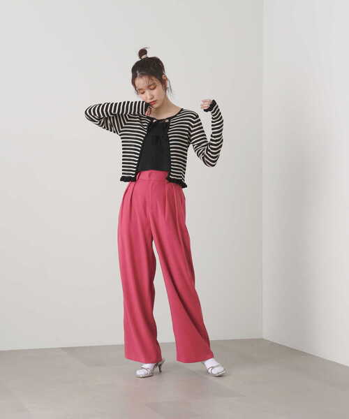 N.(N. Natural Beauty Basic)(エヌエヌナチュラルビューティーベーシック)の「◆ハイウエストストレートパンツ(スラックス・レディース・ブラック/ベージュ/ピンク・MEDIUM)」の19枚目の写真