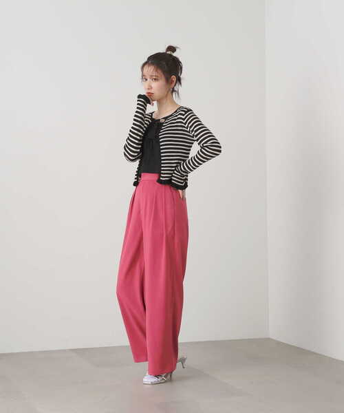 N.(N. Natural Beauty Basic)(エヌエヌナチュラルビューティーベーシック)の「◆ハイウエストストレートパンツ(スラックス・レディース・ブラック/ベージュ/ピンク・MEDIUM)」の20枚目の写真