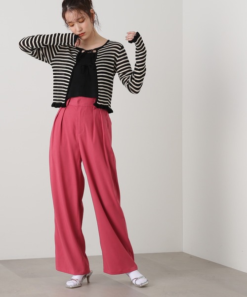 N.(N. Natural Beauty Basic)(エヌエヌナチュラルビューティーベーシック)の「◆ハイウエストストレートパンツ(スラックス・レディース・ブラック/ベージュ/ピンク・MEDIUM)」の3枚目の写真