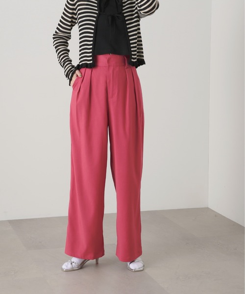 N.(N. Natural Beauty Basic)(エヌエヌナチュラルビューティーベーシック)の「◆ハイウエストストレートパンツ(スラックス・レディース・ブラック/ベージュ/ピンク・MEDIUM)」の4枚目の写真