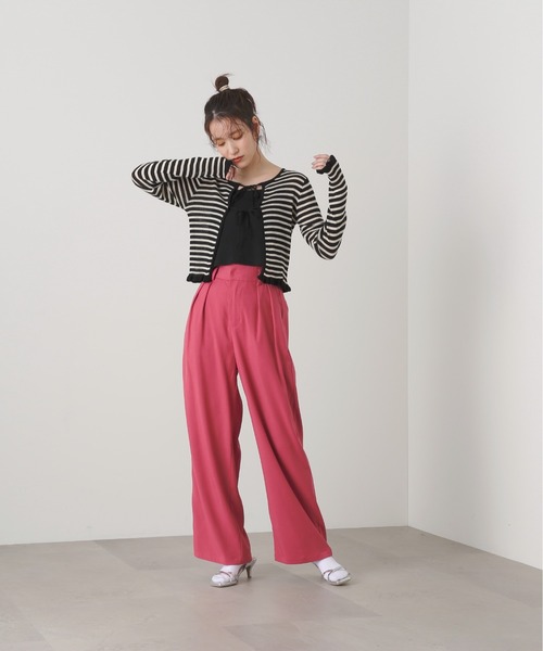 N.(N. Natural Beauty Basic)(エヌエヌナチュラルビューティーベーシック)の「◆ハイウエストストレートパンツ(スラックス・レディース・ブラック/ベージュ/ピンク・MEDIUM)」の16枚目の写真