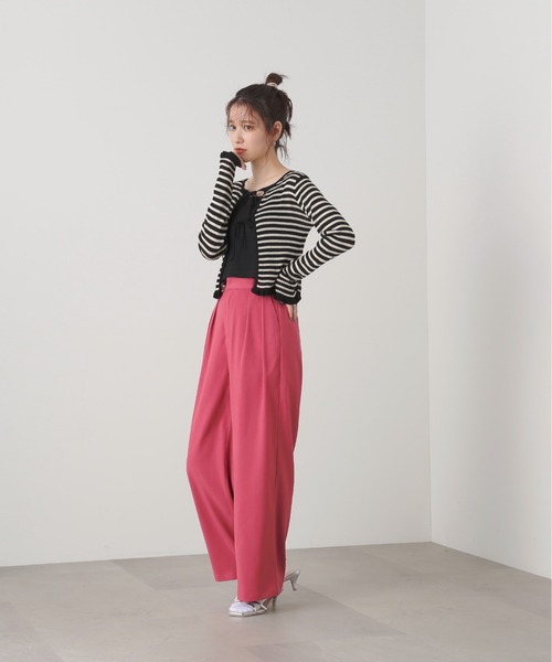 N.(N. Natural Beauty Basic)(エヌエヌナチュラルビューティーベーシック)の「◆ハイウエストストレートパンツ(スラックス・レディース・ブラック/ベージュ/ピンク・MEDIUM)」の6枚目の写真