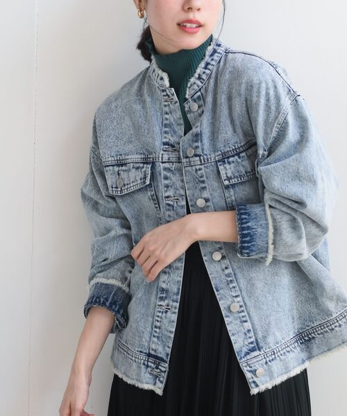 rps（アールピーエス）の「フリンジバンドカラーＧジャン（デニムジャケット・レディース・オフホワイト/ブルー/ネイビー/ブラック・フリー）」の4枚目の写真