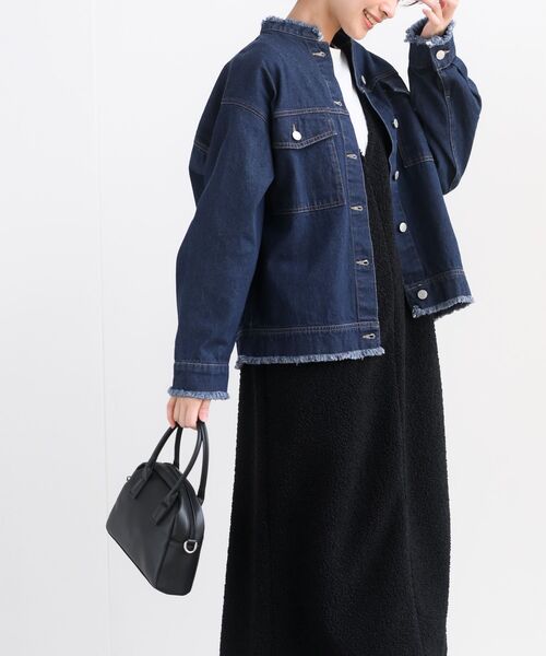 rps（アールピーエス）の「フリンジバンドカラーＧジャン（デニムジャケット・レディース・オフホワイト/ブルー/ネイビー/ブラック・フリー）」の6枚目の写真