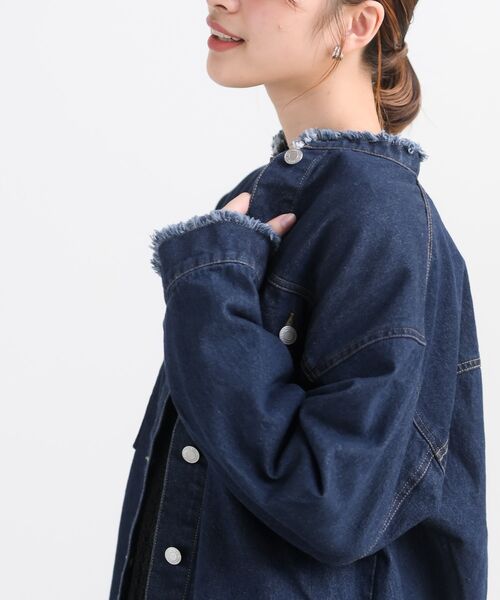 rps（アールピーエス）の「フリンジバンドカラーＧジャン（デニムジャケット・レディース・オフホワイト/ブルー/ネイビー/ブラック・フリー）」の8枚目の写真