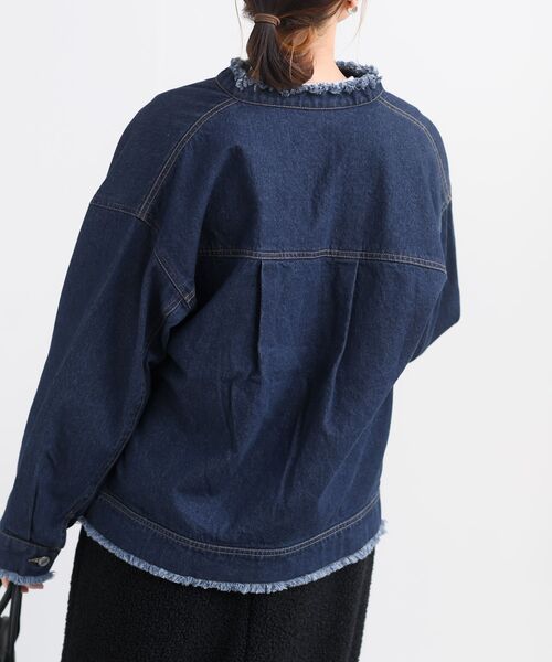 rps（アールピーエス）の「フリンジバンドカラーＧジャン（デニムジャケット・レディース・オフホワイト/ブルー/ネイビー/ブラック・フリー）」の9枚目の写真