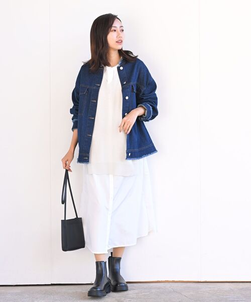 rps（アールピーエス）の「フリンジバンドカラーＧジャン（デニムジャケット・レディース・オフホワイト/ブルー/ネイビー/ブラック・フリー）」の11枚目の写真