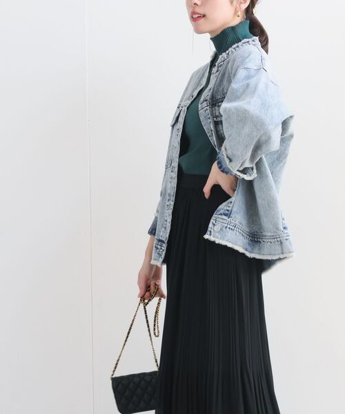 rps（アールピーエス）の「フリンジバンドカラーＧジャン（デニムジャケット・レディース・オフホワイト/ブルー/ネイビー/ブラック・フリー）」の14枚目の写真