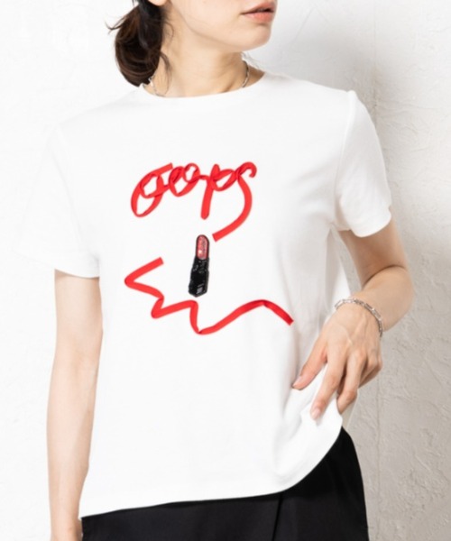 セール】テープ刺繍Tシャツ（Tシャツ/カットソー）｜aunt lily