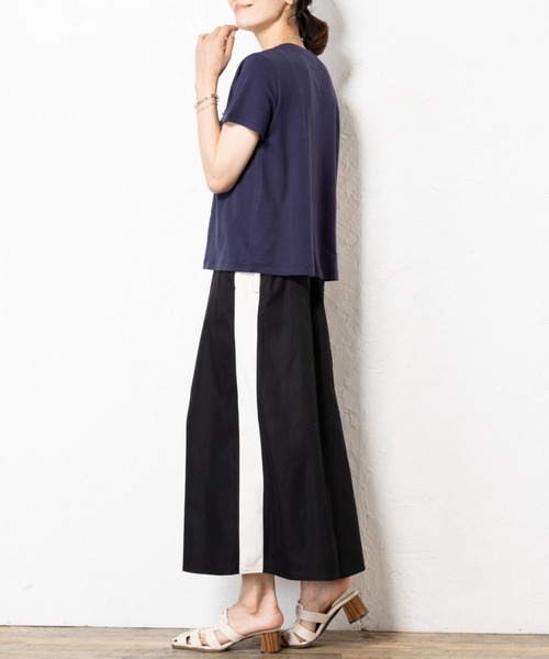 aunt lily(アントリリー)の「テープ刺繍Tシャツ(Tシャツ/カットソー・レディース・オフホワイト/ネイビー・M/L/LL/3L)」の13枚目の写真