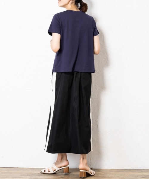 aunt lily(アントリリー)の「テープ刺繍Tシャツ(Tシャツ/カットソー・レディース・オフホワイト/ネイビー・M/L/LL/3L)」の16枚目の写真