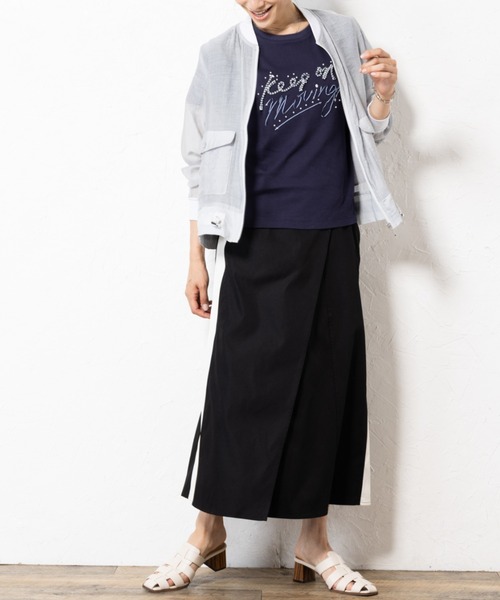 aunt lily(アントリリー)の「テープ刺繍Tシャツ(Tシャツ/カットソー・レディース・オフホワイト/ネイビー・M/L/LL/3L)」の18枚目の写真
