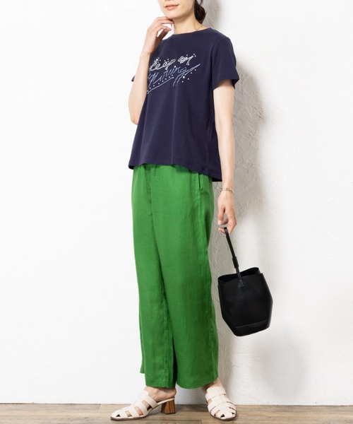 aunt lily(アントリリー)の「テープ刺繍Tシャツ(Tシャツ/カットソー・レディース・オフホワイト/ネイビー・M/L/LL/3L)」の11枚目の写真