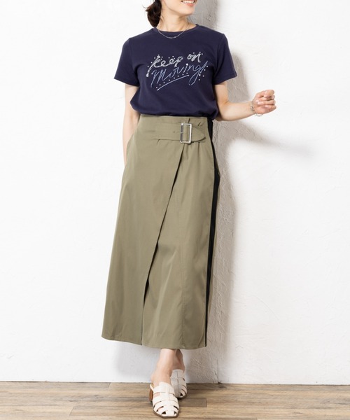 aunt lily(アントリリー)の「テープ刺繍Tシャツ(Tシャツ/カットソー・レディース・オフホワイト/ネイビー・M/L/LL/3L)」の4枚目の写真