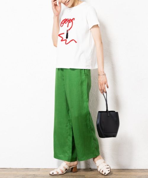aunt lily(アントリリー)の「テープ刺繍Tシャツ(Tシャツ/カットソー・レディース・オフホワイト/ネイビー・M/L/LL/3L)」の10枚目の写真