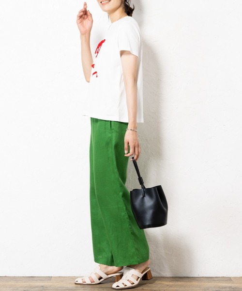 aunt lily(アントリリー)の「テープ刺繍Tシャツ(Tシャツ/カットソー・レディース・オフホワイト/ネイビー・M/L/LL/3L)」の8枚目の写真