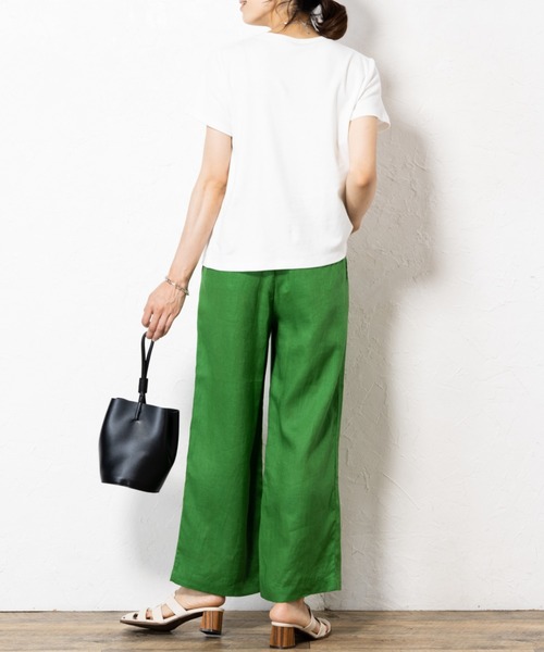 aunt lily(アントリリー)の「テープ刺繍Tシャツ(Tシャツ/カットソー・レディース・オフホワイト/ネイビー・M/L/LL/3L)」の6枚目の写真