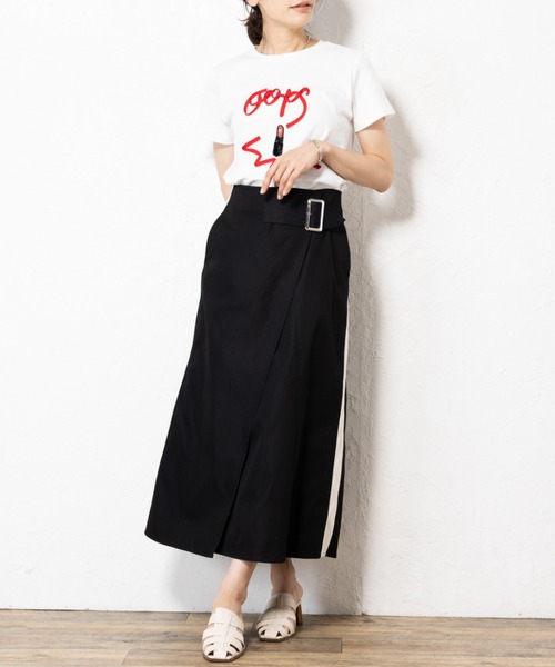 aunt lily(アントリリー)の「テープ刺繍Tシャツ(Tシャツ/カットソー・レディース・オフホワイト/ネイビー・M/L/LL/3L)」の12枚目の写真