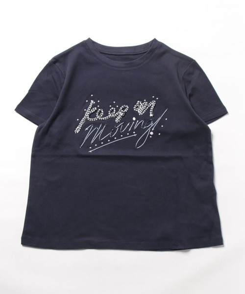 aunt lily(アントリリー)の「テープ刺繍Tシャツ(Tシャツ/カットソー・レディース・オフホワイト/ネイビー・M/L/LL/3L)」の7枚目の写真