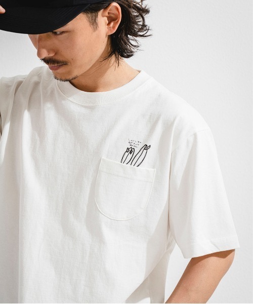 OFFSHORE（オフショア）の「【コラボ商品】OS×U-SKE POCKET TEE/オフショア×ユースケ ポケットティーシャツ（Tシャツ/カットソー・メンズ・ホワイト/ピンク・S/M/L/XL）」の15枚目の写真